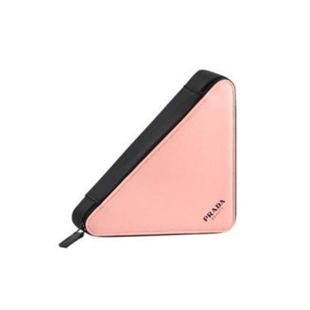 Prada Paradoxe Beauty Makeup Bag Pouch Pink Black Triangle Travel Cosmetic Case